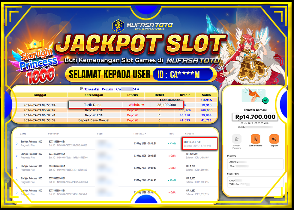 MUFASATOTO JACKPOT PRAGMATIC PLAY Rp. 14.700.000|LUNAS